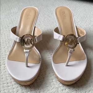 Michael Kors White Cork Wedge Sandal